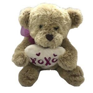Dan Dee Collector's Choice Bear XOXO Heart Stuffed Beige Plush Valentines Day